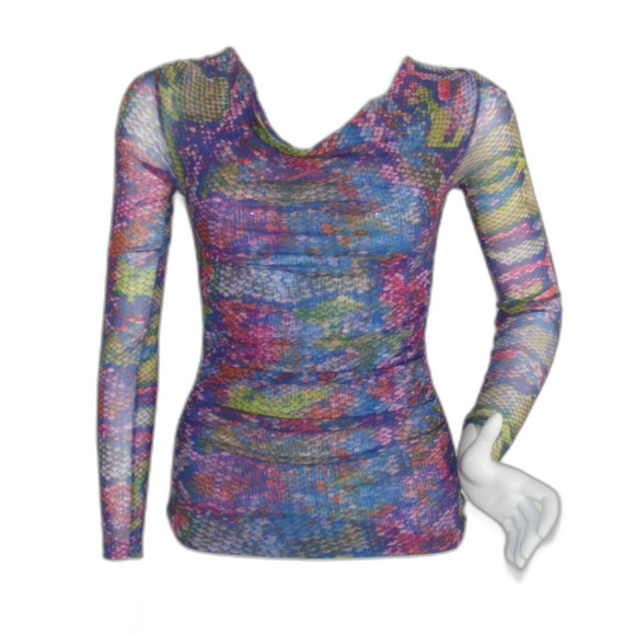 BLACK SAKS FIFTH AVE Python Tunic, XXS, Nylon Mesh, Rainbow Snakeskin - Picture 12 of 12